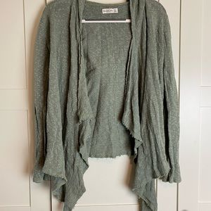 Olive Green Waterfall Cardigan